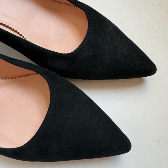 Black Suede J Crew Pointy Toe Boxy Heel Size 7 - Picture 4 of 7